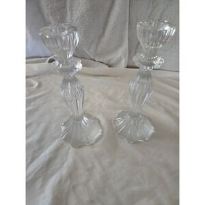 Royal Gallery 24% Lead Crystal Candlestick Holders Pair Czech Republic 11.5 Inch